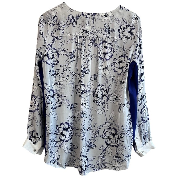 Rebecca Taylor Blue Floral 100% Silk Blouse - Size 6 - Picture 2 of 11